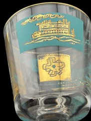 4 MCM 1950 Libbey Short Stem Glasses Riverboat Teal & Gold For Southern Comfort