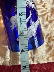 Art Nouveau Fenton Art Glass Victorian Mary Gregory Cobalt Blue Bedside Tumbler