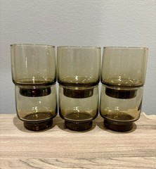 Set of 6 Vintage Libbey Tawny Accent MCM Rocks/Lowball Drinking Tumbler 9 Oz-