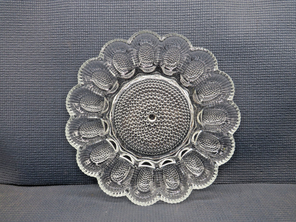 Indiana Glass Hobnail Clear Pattern Deviled Egg Plate 11 1/4″ w