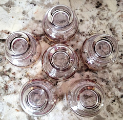 VTG 1960s Culver Cranberry Scroll 22K Pitcher Stirrer 6 Lowball Glasses w/Caddy