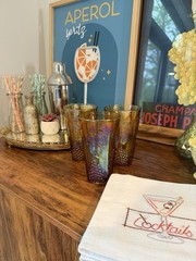 Vintage Amber Carnival Glass Grape Leaf Tumblers Set of 3 Iridescent Retro