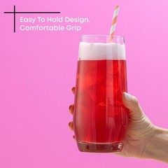 Gwen 18.5 oz Highball Glasses, 4pc Tall Glass Sets. Lead-Free Crystal Glass D…