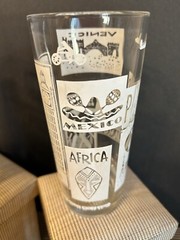 vintage High Ball Glasses Clear W White Graphics Paris, Venice, Travel – 4