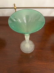 Carder Steuben Jade Green and Alabaster Wine Glass