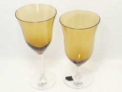 Qualia Crystal Glassware Meridian Goblet and Iced Tea Set Glasses, Smoky Finish