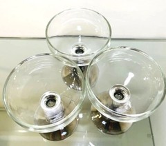 Silver Fade Petite Set Of 3 ~ 5 Oz Wine Glasses Goblets 4.5” Tall 3.25” Wide