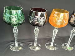 6 x LAUSITZER Germany Crystal Cut to Clear 8″ Wine Hocks Glasses Set LA15 MINT