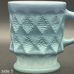 Fire King Blue White Ombre Kimberly Coffee Mug c1960s Made in USA 3.75″tall 8oz