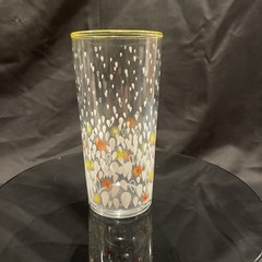 Libbey Tumbler Mid Century Orange Yellow Starbursts White Drops Replacement VTG