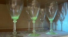 Heisey Old Dominion Clear Optic Wine or Goblet Glasses Set of 6 Vintage GLOW