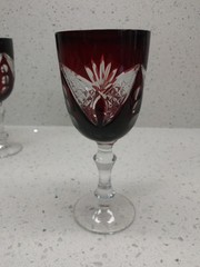 Biedermeier Bohemia set 4 Sherry Glasses, 100 ml, Ruby Red, Czech Glass Crystal