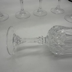 Set of 7 Vintage Cristal D’Arques-Durand Longchamp Crystal Wine Glasses 6.5” H