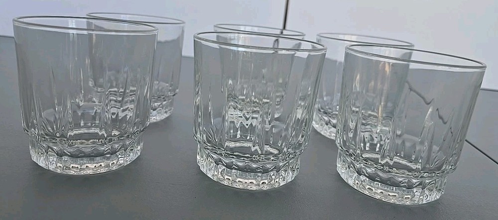 Set of 6 Vintage 1950’s. Arcoroc France Artic Old Fashion Whiskey Rocks Glasses