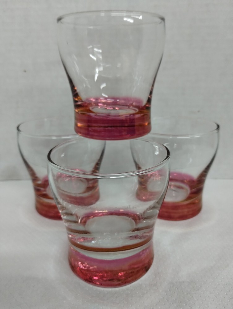 Libby Weighted Bottom Iridescent Old Fashion Whiskey Glasses Vintage Four Pieces