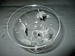 2 Vintage Bryce Crystal «AUTUMN» Gray Cut Leaves 4 3/4″ Champagne/Tall Sherbet