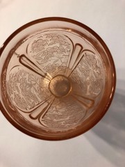 Jeanette Cherry Blossom Depression glass pink footed tumbler