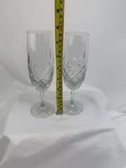 European Cut Crystal Champagne Flutes Diamond Vertical Starburst Base Bohemian 2