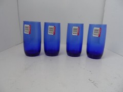 Lot of 4 LUMINARC Cobalt Blue Tumblers Century Cooler Saphir 16 oz. – NEW