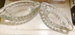 Vintage Heavy Banana Split Boats Clear Glass Oval Shape Dishes Set of 5 Mexico