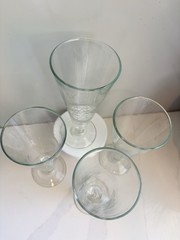 MCM Javit Crystal Footed Beer Glasses – Sailing Ship Etched Design – Set of 4