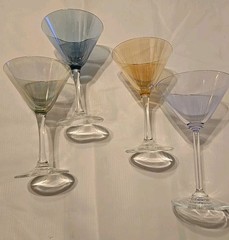 Mikasa Cheers Colorful Martini Glasses 4 Green, Blue, Amber And Purple
