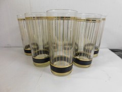 Culver Signed Mid-Century Devon 22-Karat Gold Tall Cooler Glasses (Set of 7)
