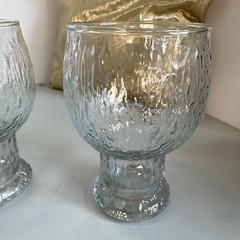 2 Vintage Indiana Textured Glacier Pattern Drinking Glasses Goblet 5” Tall 16 oz