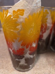 Vintage Drinking Glasses Water/Juice Tumblers Mums 4.5 inch Set Of 4