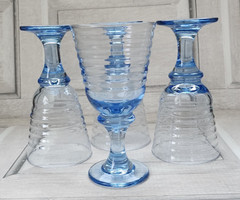 Vintage Libbey Sirrus blue water wine goblet ribbed stemmed 7″ holds 12 fl oz