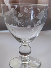 Set Of 6 Etched Stemmed Water Goblets 5 1/4