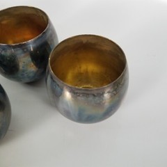 VINTAGE MCM Silver Mirror Plated Barware Tumbler Punch Cups 6pc