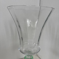 1 – Tiffin 15022 Clear w/Green Wafer & Foot Tall Water. Vertical Line Optic Bowl