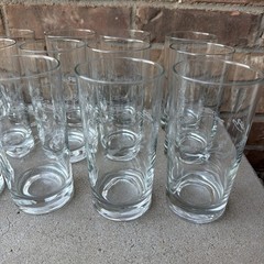 Vintage Libbey Etched Tall Tumbler Glasses Jumping Bunnies Rabbits Easter Decor