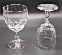 Fostoria Crystal Gray Cut Spring Pattern 4 1/2″ Wine Glass – set of 2