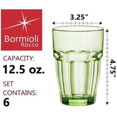 Mint Green 12.5 oz. Long Drink Glasses, Set of 6, Stackable