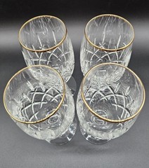 Set Of 4 Gorham Lady Anne Gold Rim Iced Tea Glasses 7 5/8″