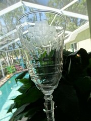 MCM Rock Sharpe Clear Crystal Gray Cut Water Goblet 3005-6 Excel Used Cond.