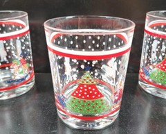 7 Epoch Holiday Joy Double Old Fashioned Set Vintage Christmas Drink Glasses Lot