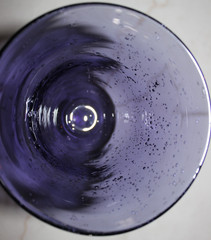 Purple Amethyst Hand Blown Wine Glass Clear Stem Bubbled Water Goblet 12 ounce