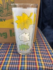 Vintage 1950s MCM Libbey Falling Leaves 9 Piece Caddy Set W/ Original Box S5