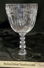 Wine Glasses Tiffin Clear Etched Glasses Stem #17301-15 Set of Five