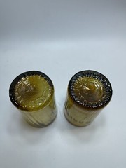 VTG Amber Bubble Glass Tumblers Handblown Swirl Rough Pontil BLENKO? SET of 2
