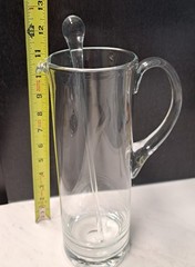 Vintage Martini Cocktail Pitcher With Stirrer Sleek Modernist Clear Glass 11″