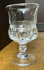 6 Tiffin-Franciscan King’s Crown Clear Glass Thumbprint claret wine 3.75″ VTG