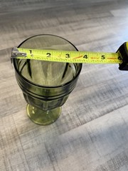 Libbey Set of 2 Vintage Olive Green Pressed Glass Wine Goblets 6.75”