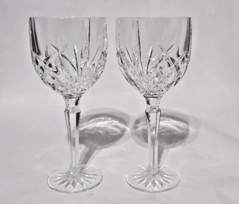 2x Marquis Waterford Brookside Crystal All Purpose Water Goblet Glasses 8 5/8»