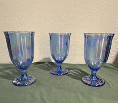 The Pioneer Woman Blue Iridescent Glass Goblets Set of 3 7 in H
