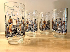 Vintage Libbey Life Of Jesus Sermon On The Mount Drinking Glasses Tumblers Set 4