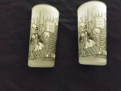 Royal USA Colonial Homestead Green 12 oz Highball Tumblers 5 5/8″ Set Of 2